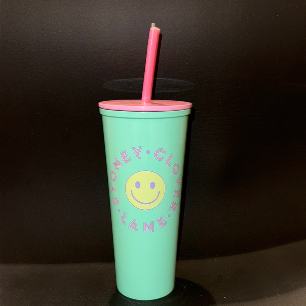 Stoney Clover Lane x Target Mint Green Tumbler with Pink Straw